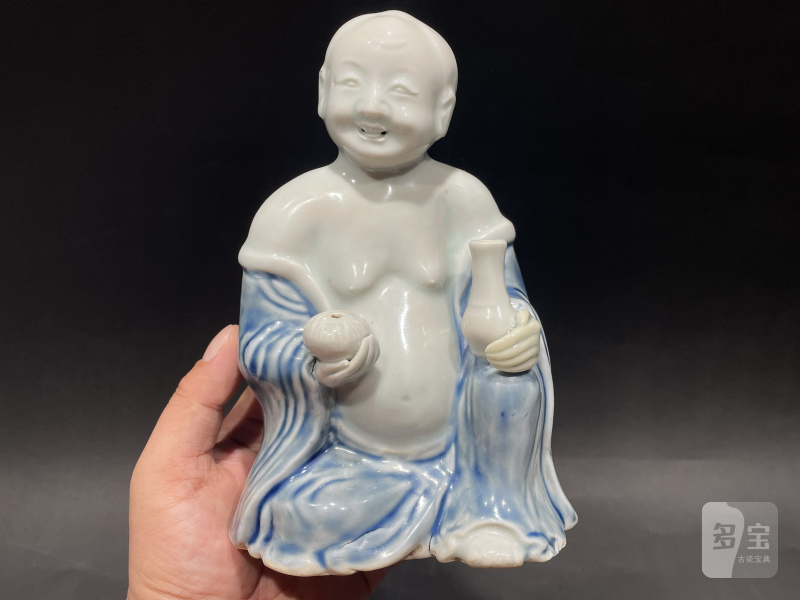 清早期 青花弥勒佛造像 - 图2